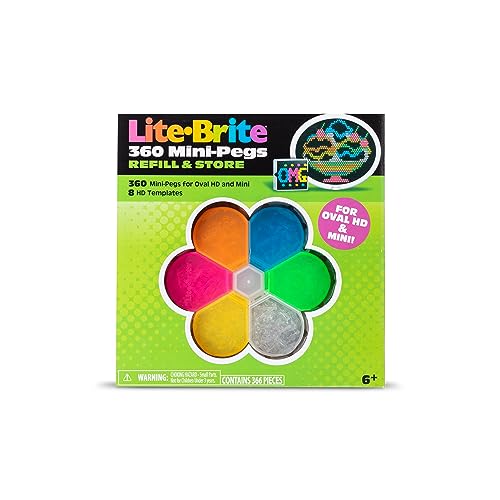 Image of Lite Brite HD Template and Peg Refill Set Plus Storage, 360 Mini-Pegs and 8 Templates