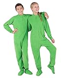 Footed Pajamas - Emerald Green Kids Fleece Onesie - Kids - Medium (Fits 4'6 - 4'8') - Kids - Medium...
