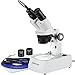AmScope SE305R-AZ-E2 Digital Forward-Mounted Binocular Stereo Microscope, WF10x and WF20x Eyepieces, 10X/20X/30X/60X Magnification, 1X and 3X Objectives, Upper and Lower Halogen Light Source, Arm Stand, 120V, Includes 2MP Camera and Software