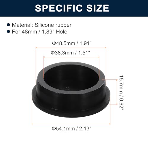 Image of uxcell 2 Pcs Black Plug Holes, Waterproof Rubber Button Plug for 48mm / 1.89 inch Hole
