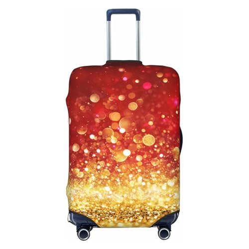 Red Gold Glitter Print Luggage Cover For Suitcase,Washable Elastic Travel Suitcase Protector With Zipper Closure And Bottom Buckle – Fits 18-32