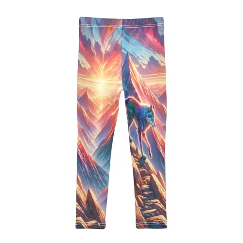 Toddler Girls Leggings Printed Yoga Pants Leggings Wolf Walking Across Mountin for Kids2
