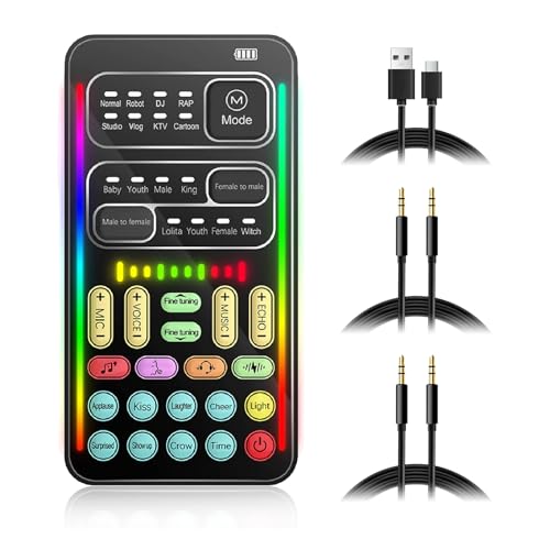 Portable Voice Changer, 8 Voice Changes Live Sound Card, Cool LED Lights Sound Board, Voice Disguiser, Modulator for PS4 for PS5 for Xbox One for PC,Phone,Laptops-image-14
