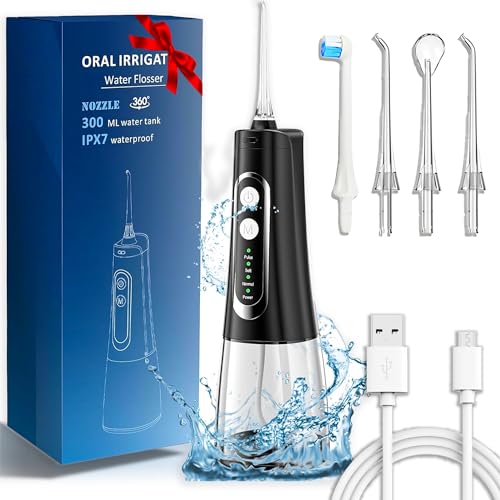 *Nuevo* Hilo dental recargable para chorro de agua, irrigador dental eléctrico inalámbrico para dientes, 4 modos, tanque de agua de 300 ml, hilo dental para dientes, limpieza de dientes para