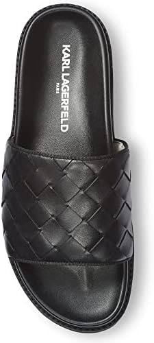 Karl Lagerfeld Paris Men's Leather Slide Sandal, Black, 11 | Image 3