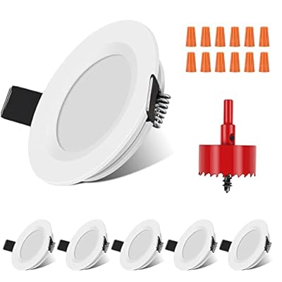 RVZONE RV Boat Recessed Ceiling Light 6 Pack 12V LED Puck Light with Hole Puncher DC 12V 3W Full Aluminum Downlights for Under Cabinet Camper Vans RV Interior Lighting,2700-3200K