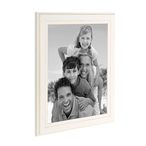 Designovation Kieva Solid Wood Picture Frame, Distressed Soft White 8X10, Pack Of 6 #TOP2