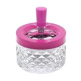 de vidrio con tapa de metal Quantum Abacus Elegante Cenicero redondo a prueba de viento / cenicero giratorio de vidrio con tapa colorida de metal, diámetro 9cm, color: rojo, YH0_BK916-03