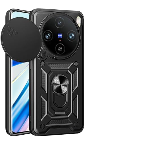 Coque Vivo X200 Pro 5G noire avec protège-objectif coulissant anti-rayures