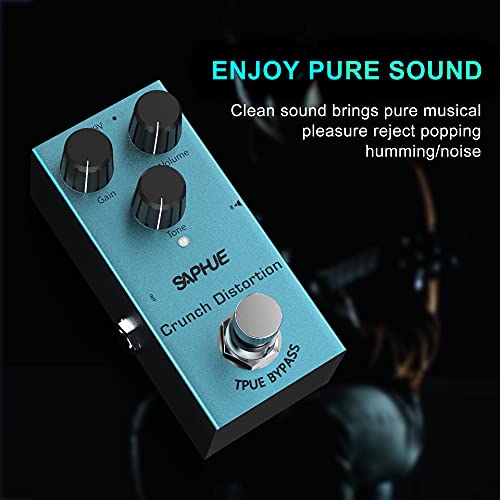 SAPHUE Crunch Distortion Guitar Effects Pedal Gain/Volume/Tone Knob High Low Frequency Effect Pedals with Steel Metal Shell Mini Single Type Dc 9V with True Bypass Switch for Multi Electric Guitar Kit - Thumbnail 3