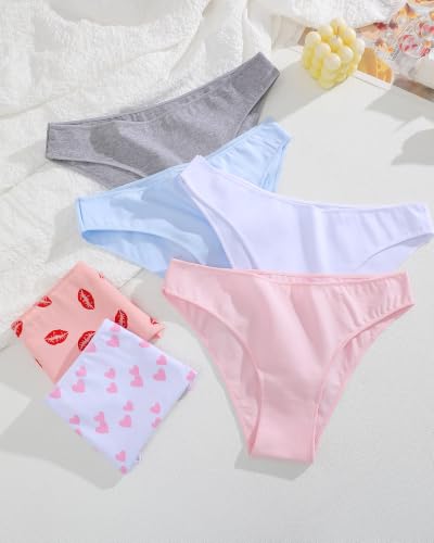 Image of FINETOO Cotton Underwear for Women Sexy Cheeky Bikini Panties Lingerie