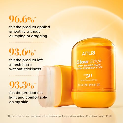 Image of Anua Invisible Glow Sun Stick, SPF 50, Broad Spectrum UV Protection, Lightweight Sheer Finish for All Skin Types, No White Cast, Easy Reapplication, Korean Skincare, 0.61 oz
