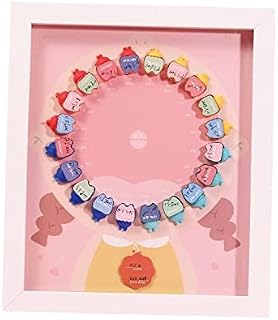 Wooden Baby Tooth Storage Box Table Milk Teeth Organizer Storage Hanging Case Tooth House Portable Children Girls Infant Teeth Saving for Gift, Pink