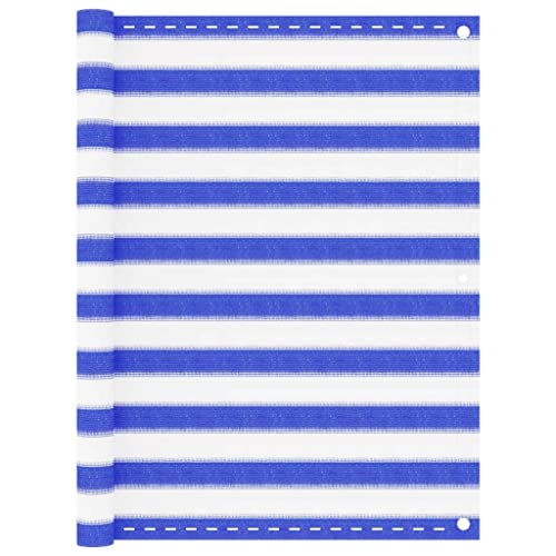 Myheimly Balkon Sichtschutz Bespannung Terrasse Windschutz Sonnenschutz Balkonbespannung Balkonverkleidung HDPE,Blau und weiß,120 x 500 cm