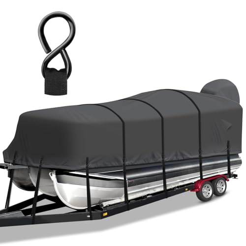 Cerumute Pontoon Boat Cover, Heavy Duty 1200D Waterproof Pontoon Cover with Motor Cover and...