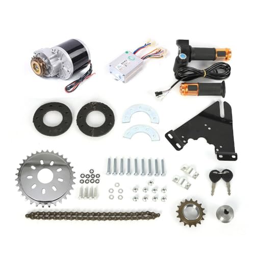 Elektromotor Umbausatz Kit 24V 350W Brush Motor mit Freilauf für Mountainbike Citybike E Bike Conversion inklusive Motorcontroller Montageplatte und Wuxing Daumen Gasgriff