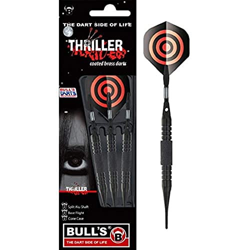 Bull\'s Erwachsene 16428 Bulls 3 Softdart Thriller Bl./Brass 18g, M, Schwarz Bull\'s Erwachsene 16428 Bulls 3 Softdart Thriller Bl./Brass 18g, M, Schwarz