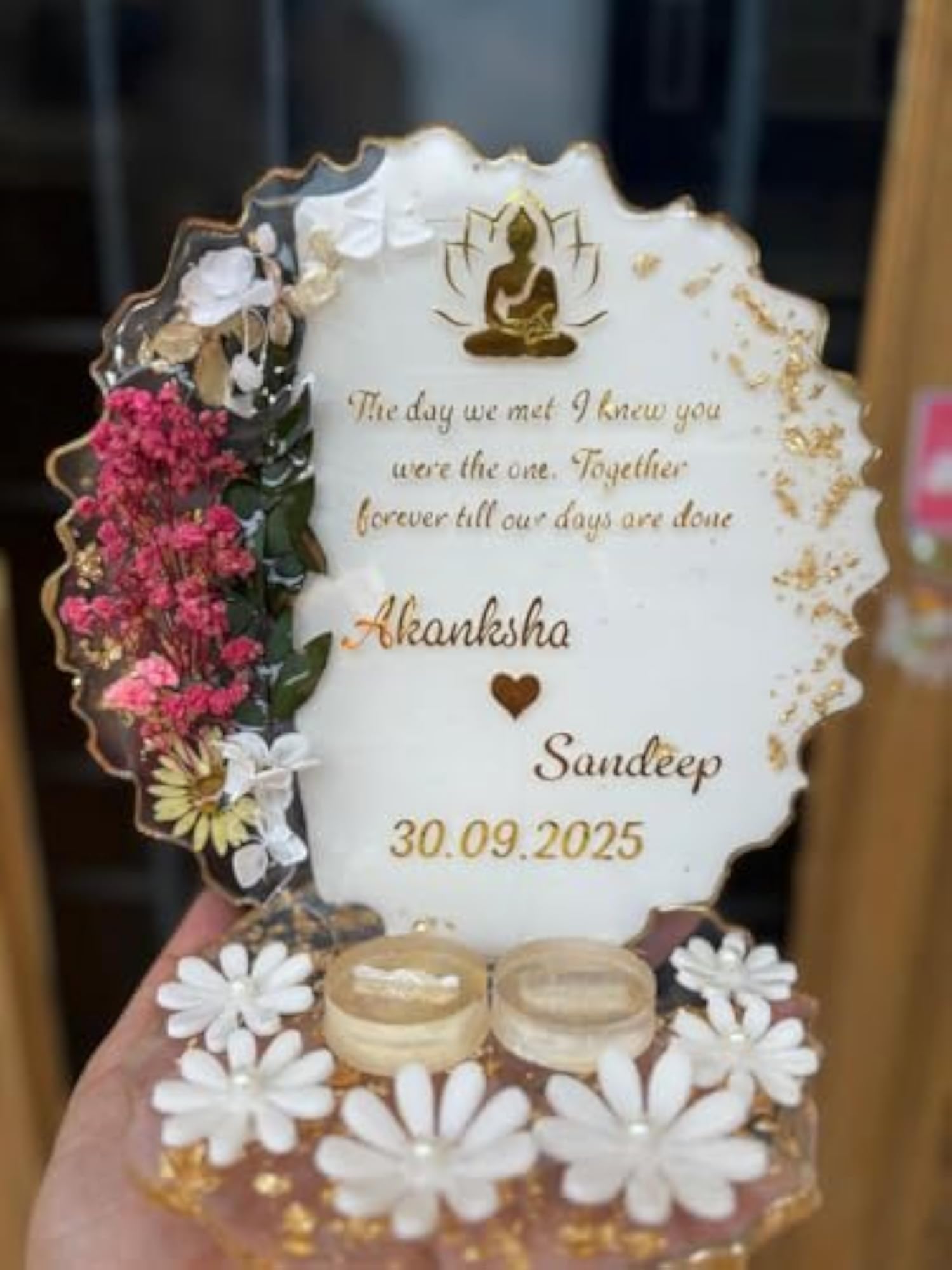 Customizable Standing Resin Engagement Ring Platter, Decorative