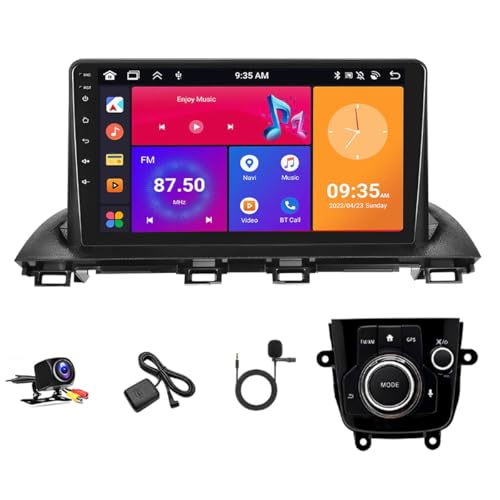 Android 13 Car Radio for Mazda 3 Axela 2014-2019 Wireless Carplay and Android Auto 9 Inch Touchscreen Car Stereo HiFi Audio/SWC/Bluetooth/WiFi +AHD Backup Camera+Mic