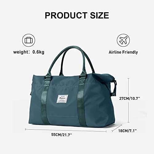 Sport Travel Duffle Bag Large Gym Tote Bag For Women, Weekender Bag Carry On Bag For Airplane, Ladies Beach Bag Overnight Bag Waterproof Bag Luggage Bag With Wet Bag Peacock Blue #TOP1