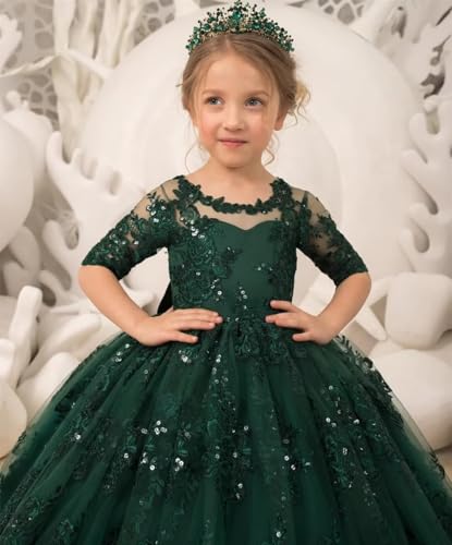 Flower Girl Dresses for Wedding Appliques Flower Girl Dress Pageant Dresses with Sleeves Party Ball Gown4