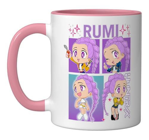 Taza de cerámica KPop Demon Hunters Rumi rosa y blanca miniatura 1