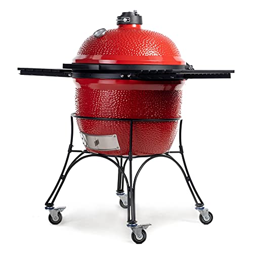 Kamado Joe Bj24Rh Big Joe I 24-Inch Charcoal Grill With Cart And Side Shelves, Blaze Red #TOP1
