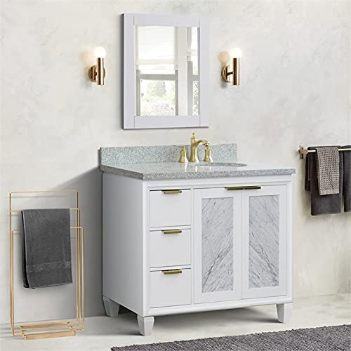 Trento 43" Solid Wood Vanity With Right Oval Sink In White/Gray #TOP1