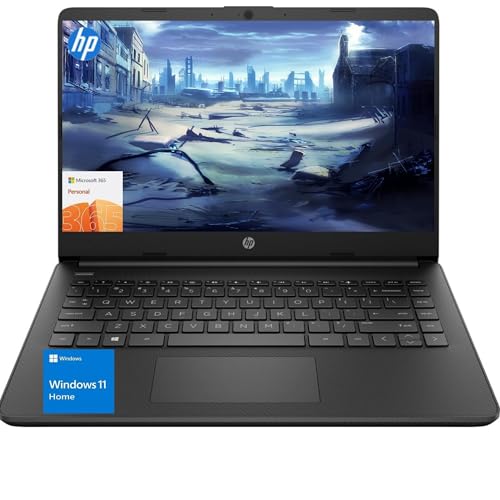Image of HP 14 inch Laptop, Intel Processor, 8GB RAM, 128GB SSD | Copilot AI, Long Battery Life, Lightweight 3.64 lbs, Microsoft 365, Windows 11 for Students & Office, Black
