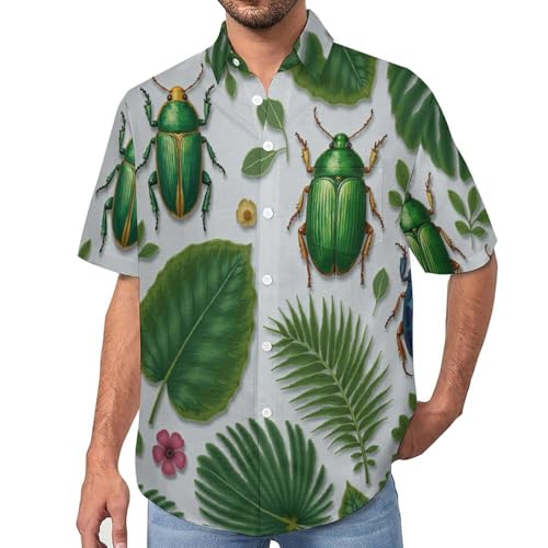 Chemise feuilles vertes et insectes pour homme à manches courtes