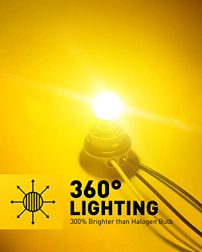 Image of AUXITO Upgraded 1156 LED Bulbs Amber Yellow Turn Signal Light, 400% Brighter BA15S 7506 1141 P21W Lights for Blinker Turn Signal Lights, Brake Tail Lights, Side Marker Light, Parking Light, Pack of 2