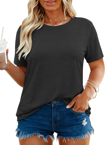 Image of VISLILY Plus-Size-Tops for Women Casual Short Sleeve T Shirts Trendy Tie Dye Crewneck Tees Comfy Loose Fit Tunics XL-5XL