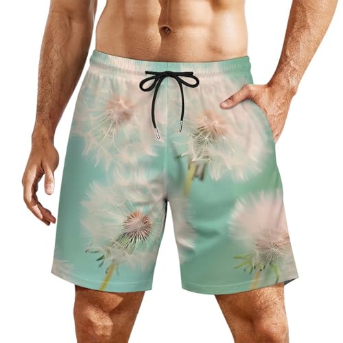 Pantalones cortos de playa transpirables de flores con cordón elástico y bolsillos