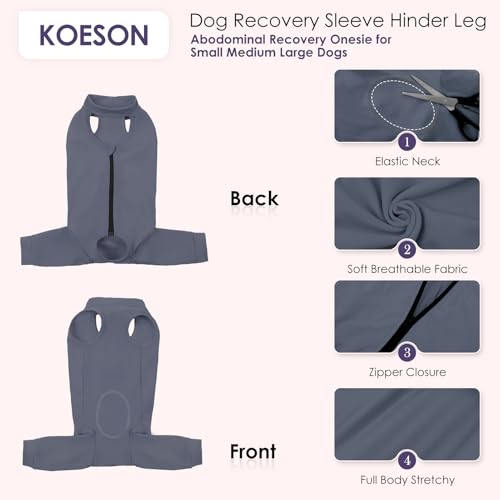 Image of KOESON Dog Recovery Suit for Hind Leg, Soft Recovery Sleeve for Female Male Dogs, Pet Rear Leg Wound Cover to Stop Licking, Dog Surgery Shirt for Rear Legs