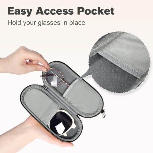 Image of Double Eyeglasses Case, Dual Glasses Sunglasses Organizer with Zipper Closure, Eyewear Storage Box for Men Women Travel