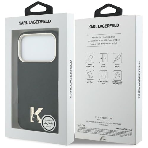 CG MOBILE Karl Lagerfeld Coque de protection avec logo de tĂŞte compatible avec MagSafe pour iPhone 17 Pro Max (marron)