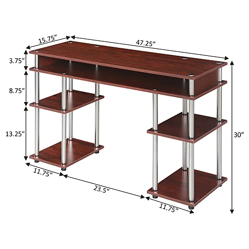 Convenience Concepts Designs2Go No Tools Student Shelves Desk, Cherry #TOP2