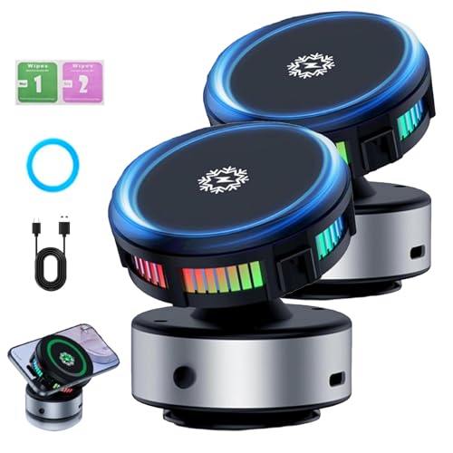 Techgoplus Phone Holder Car Mount 3-in-1 Magnetic 360° Electric Vacuum Suction con Strong Cup Wireless Fast Charging per All Smartphones 2xSilver