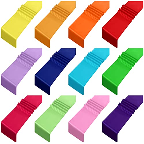 Kinlop 12 Pcs Satin Table Runners 12 X 108 Inch Silk Table Runner For Party Chair Sashes For Wedding Party Banquet Graduations Birthday Reception Decoration, Multi Color (Bright Color) #TOP20