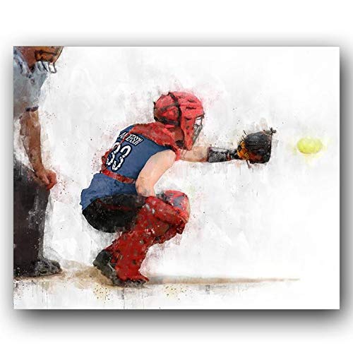 Personalized Softball Catcher Sports Action Print - Gift for The Softball Player (11