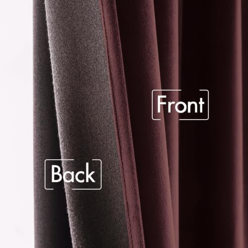 Image of MIULEE Velvet Curtains 52x96 inches 2 Panels Ruby Wine Blackout Curtains | Luxury, Bedroom Living Room, Thermal Insulated, Super Soft Window Drapes, Rod Pocket & Back Tab