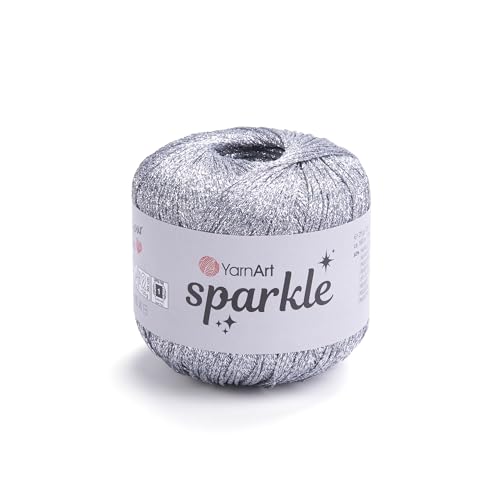 YarnArt Sparkle Metallic Shiny Yarn, 60% Metallic Polyester 40% Polyamide, 25g, 160m, 2.5mm Needles & 3mm Hooks (1300)