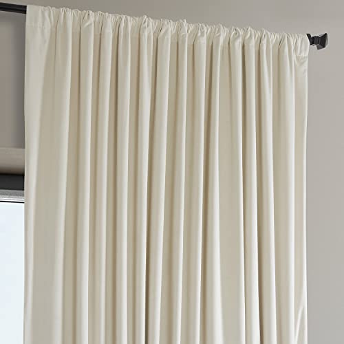 Image of HPD Half Price Drapes Signature Plush Extra Wide Velvet Blackout Curtains for Bedroom (1 Panel), 100W X 108L Hotel Black Out Curtains for Living Room, Thermal Insulated Blackout Curtains, Diva Cream