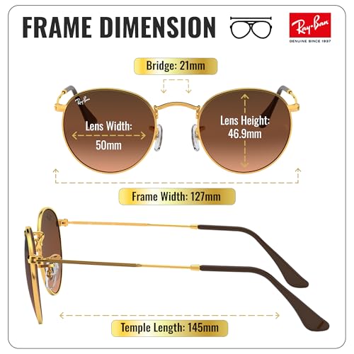 Image of Ray-Ban RB3447 ROUND METAL Round Shaped Sunglasses for Men with Official RAYBAN Eyewear Kit