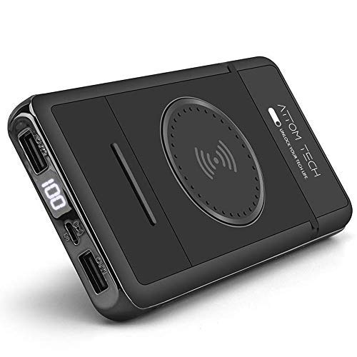 Wireless Charger Power Bank with Phone Stand,Tomorotec 10000mAh Qi Wireless External Battery Pack Bank Portable Charger Compatible with Galaxy S8,S7,S6,Edge,iPhone 12,XS,XR,X,8,8 Plus,Nexus,HTC,Nokia