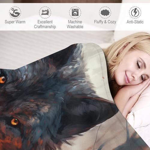 Couverture en flannel loup ultra luxueuse et plaid doux