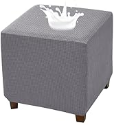 Bifaunvogel Waterproof Ottoman Cover Square Storage Ottoman Slipcovers Jacquard Stretch Footrest ...