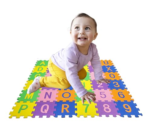 Image of VGRASSP 36 Pieces Alphabet & Number Floor Mats for Kids, Puzzle EVA Foam Mat for Children Above 2 Years