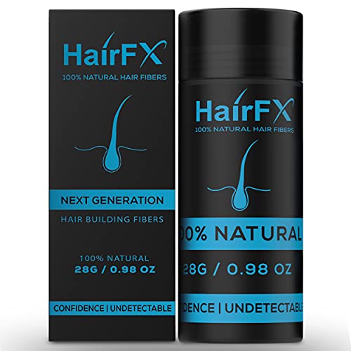 HairFX Hair Fibers for Thinning Hair (MEDIUM BROWN) Undetectable & Natural - Giant 28g Bottle â€“ Hair Thickener + Instant Thicker Fuller Hair - Completely Conceals Hair Loss in 15 Sec for Women & Men