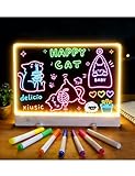 KitGody LED Zeichenbrett 17 Zoll, Wiederaufladbare Neon Acryl-Notiztafel mit 7 Lichteffekten, Wiederbeschreibbare Doodle Tafel für Zuhause Büro Café, Kreatives Geschenk für Alle Altersgruppen